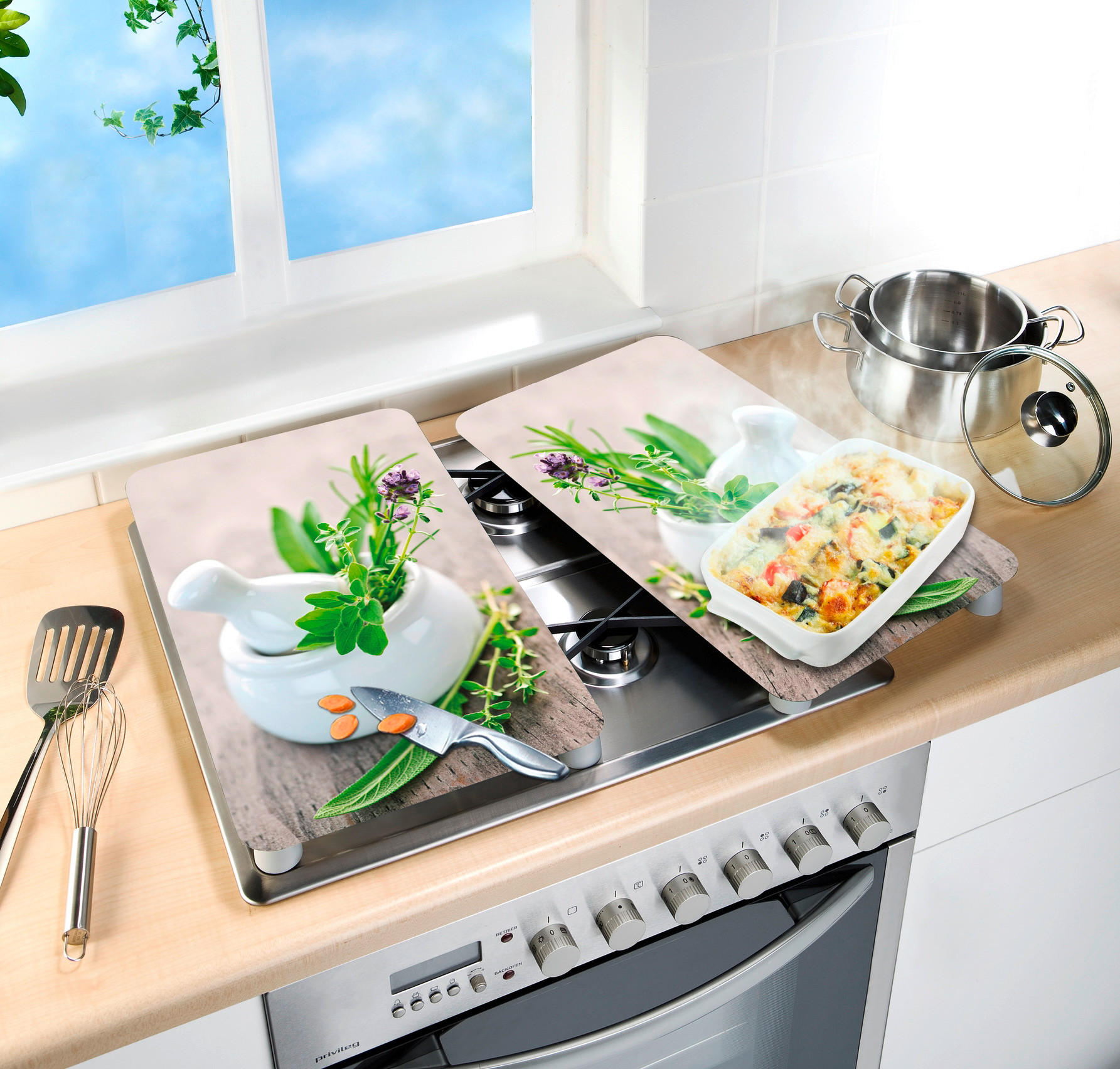 HERDABDECKPLATTE  - Design, Glas/Kunststoff (30/1,8-4,5/52cm) - Wenko
