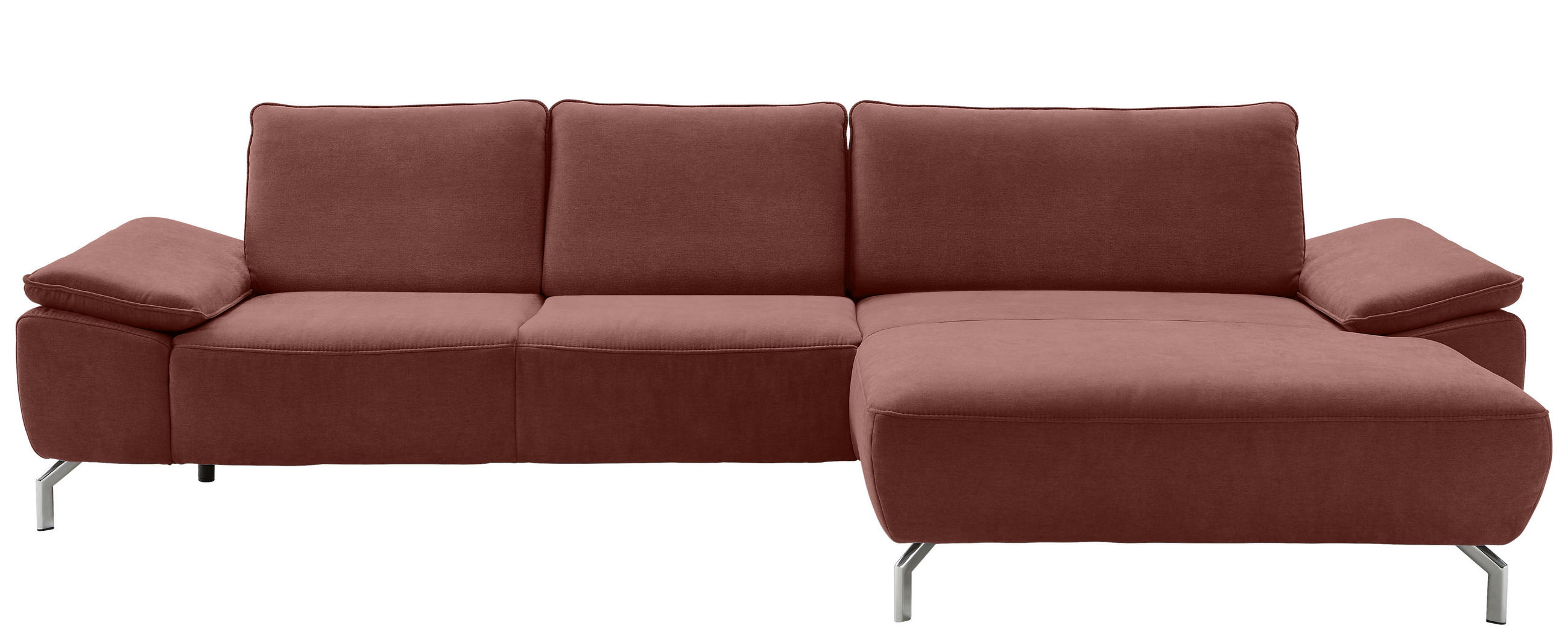 ECKSOFA Bordeaux Chenille  - Chromfarben/Bordeaux, Design, Textil/Metall (335/181cm) - Musterring