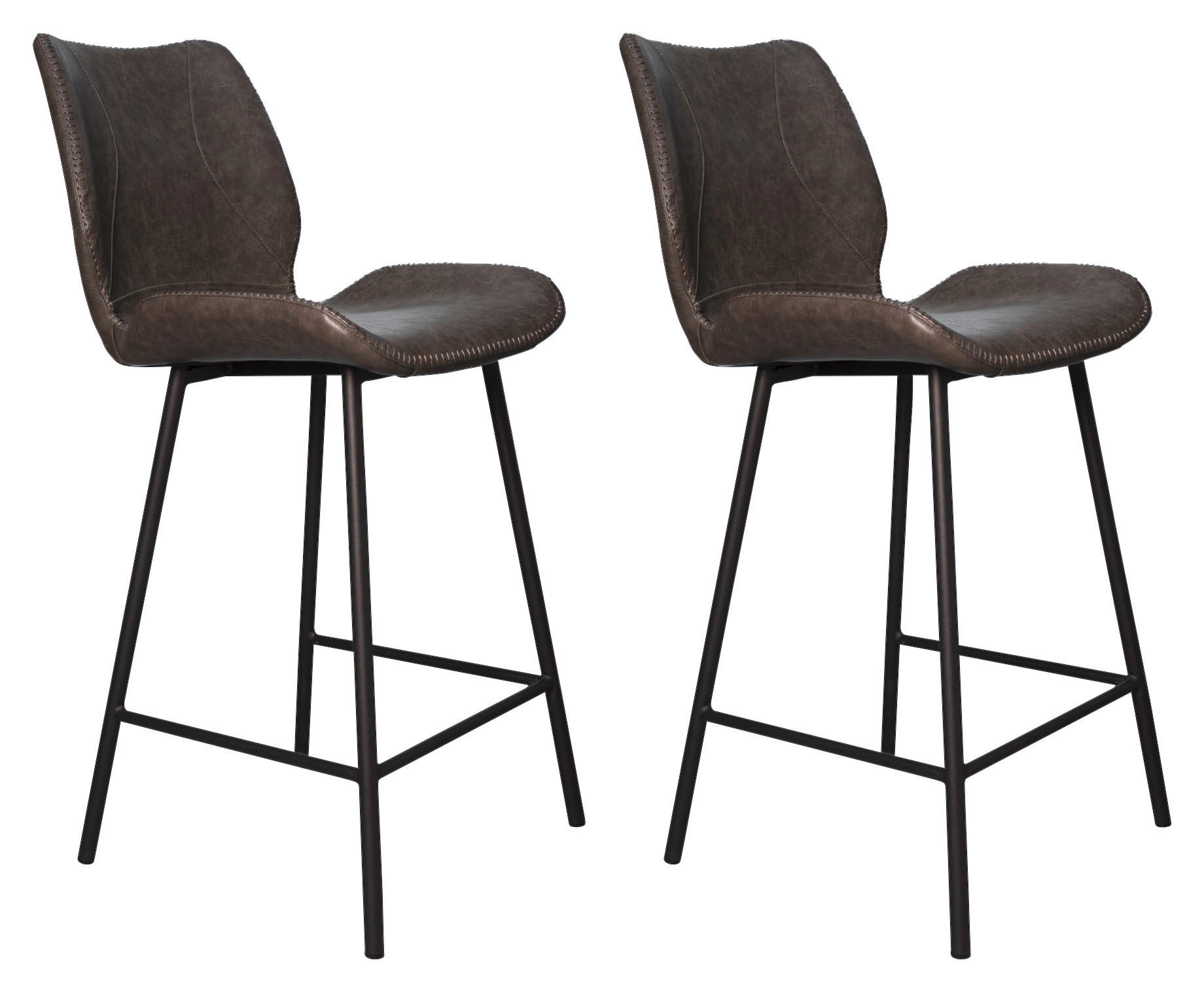 BARHOCKER-SET Lederlook Anthrazit  - Anthrazit/Schwarz, KONVENTIONELL, Kunststoff/Textil (47/99/40cm) - MID.YOU