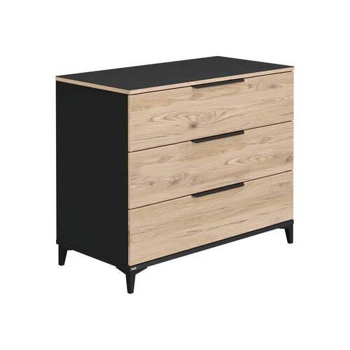 WICKELKOMMODE Tomke Schwarz, Eichefarben  - Eichefarben/Schwarz, Basics, Holzwerkstoff (110,0/91,5/55,6cm) - Paidi