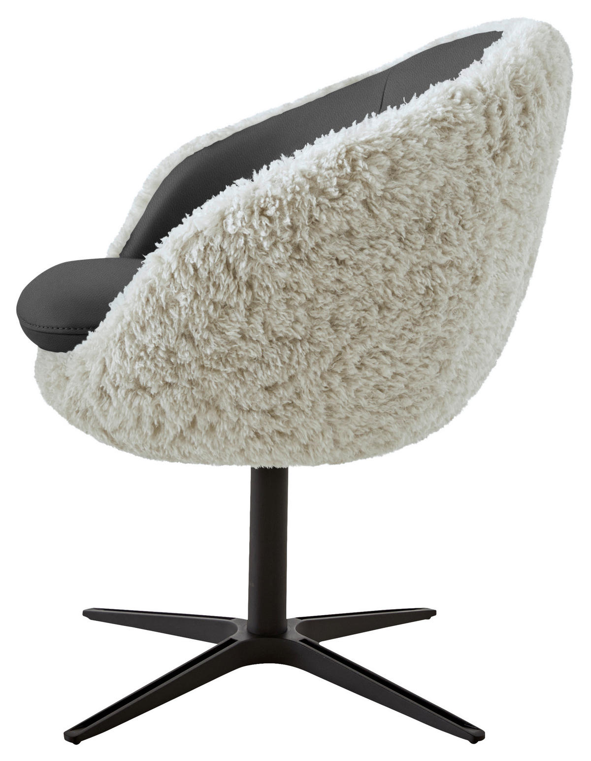 ARMLEHNSTUHL  Beinauswahl, Lederauswahl, Stoffauswahl, Sitzfläche 360° drehbar Hochflor Kombination Echtleder/Stoff  - Graublau/Beige, Design, Leder/Textil (65/81/61cm) - Koinor