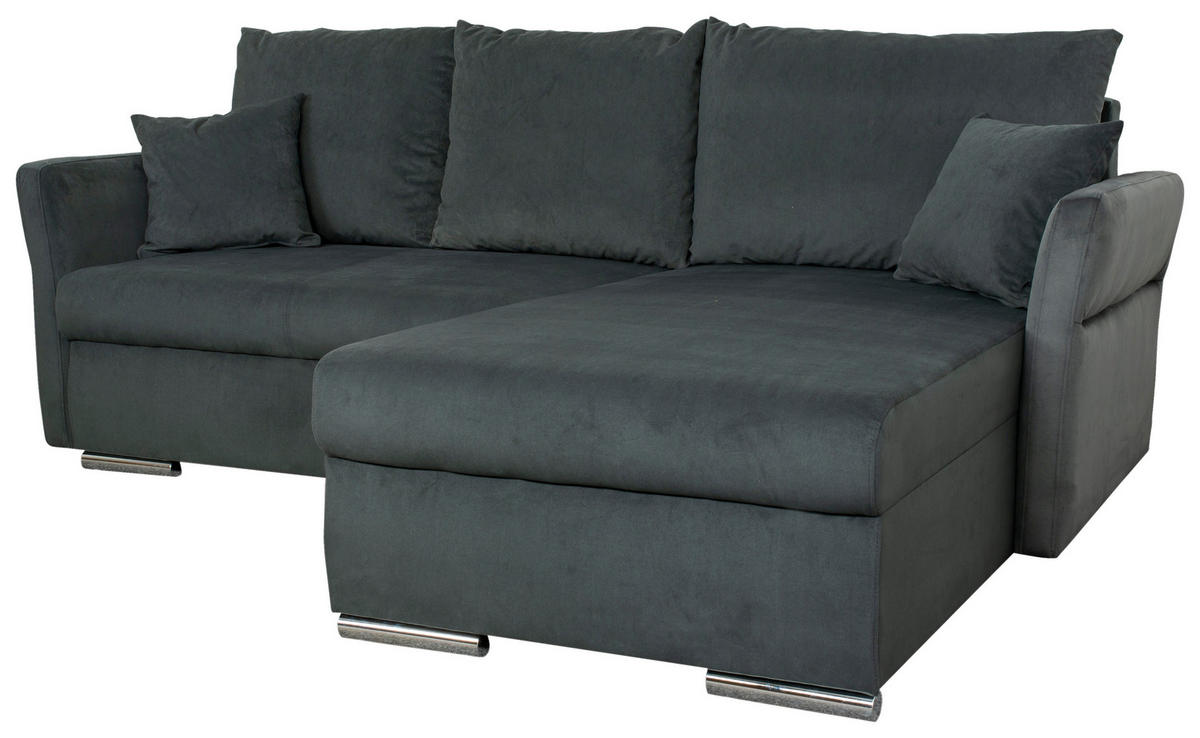 SEDEŽNA GARNITURA, velur siva  - barve kroma/siva, Moderno, umetna masa/tekstil (218/168cm) - Carryhome
