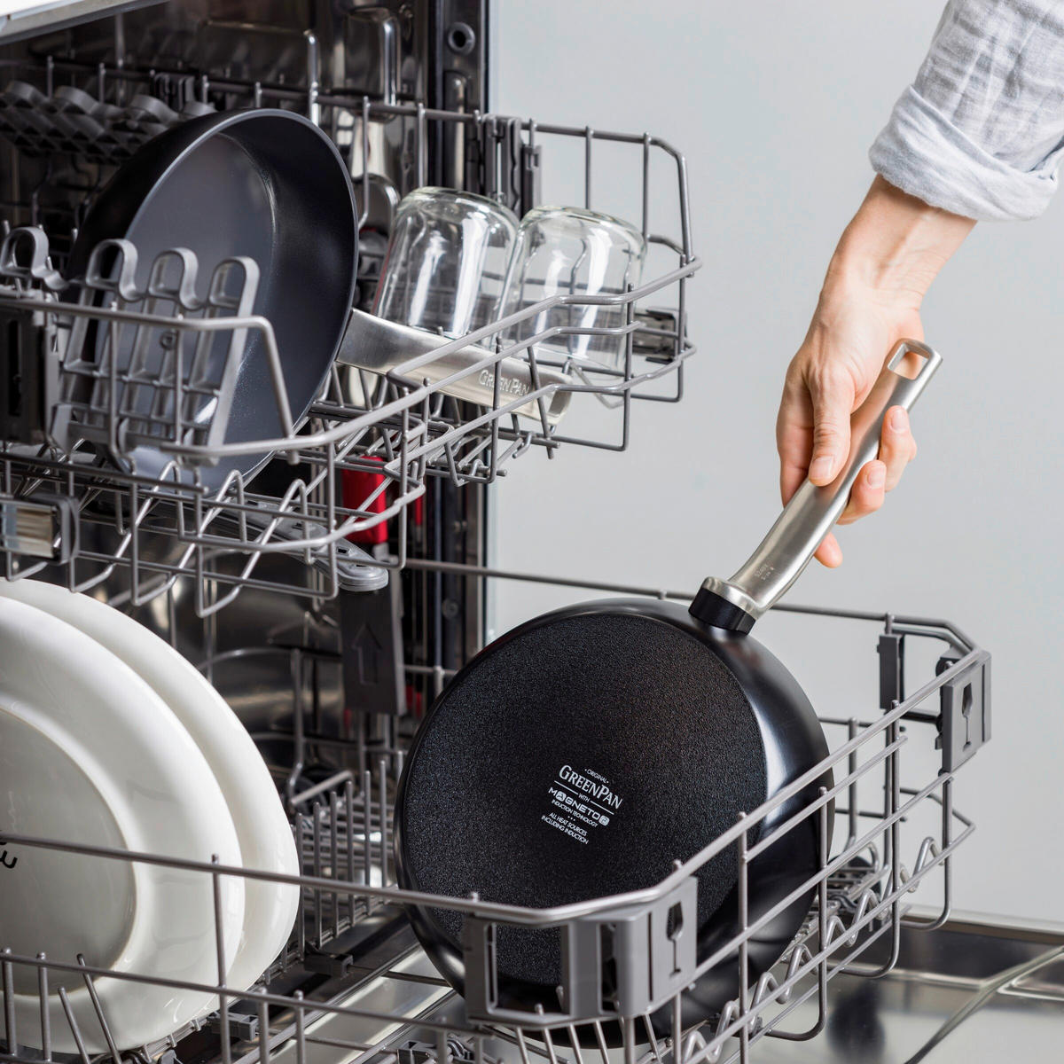 PFANNENSET Evolution Aluminium, Edelstahl 2-teilig  - Edelstahlfarben/Schwarz, Basics, Metall (20 + 28cm) - GreenPan