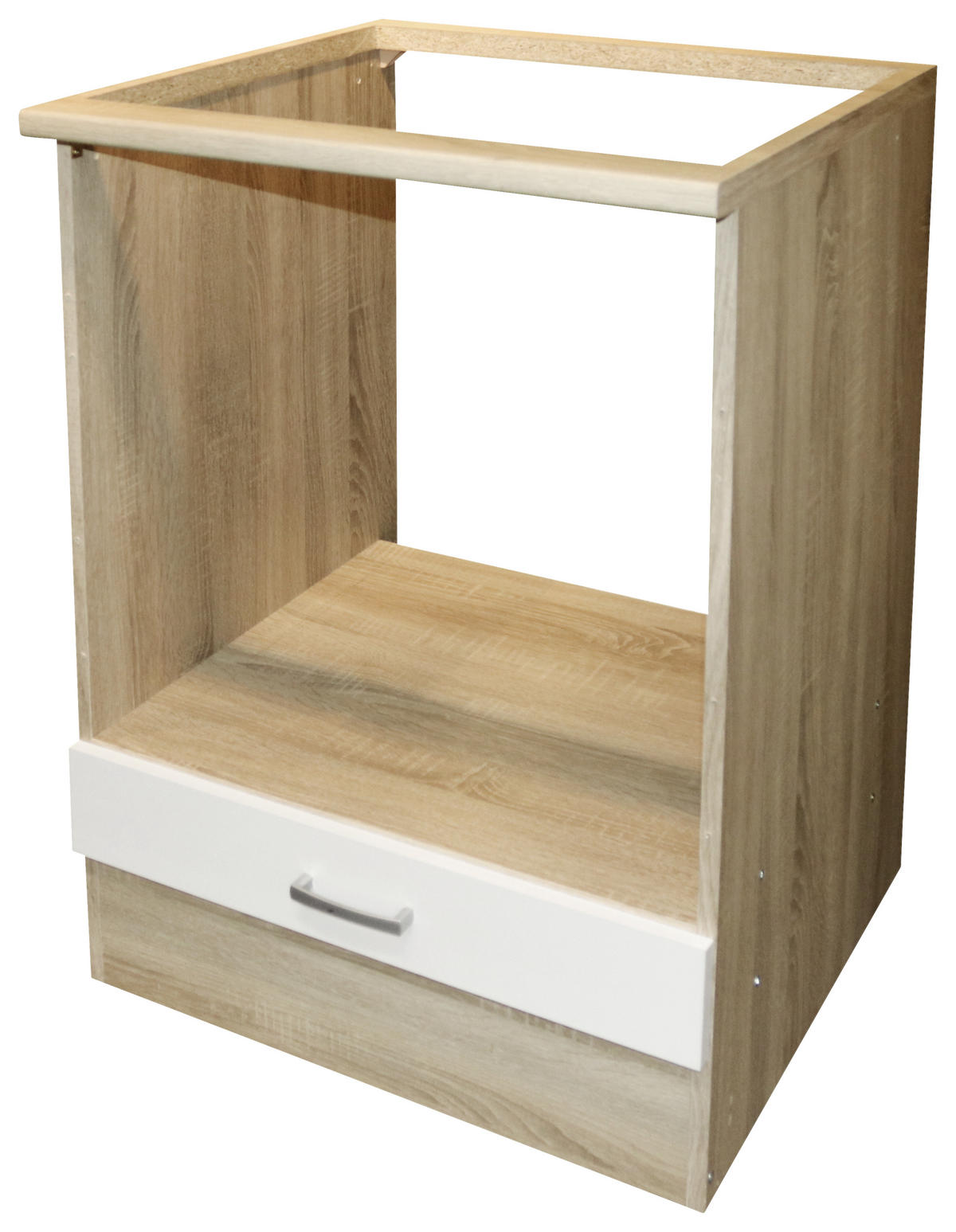 HERDUMBAUSCHRANK 60/90/60 cm  in Weiß, Sonoma Eiche  - Silberfarben/Weiß, Basics, Holzwerkstoff/Kunststoff (60/90/60cm) - MID.YOU