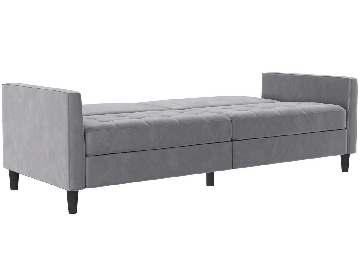 SCHLAFSOFA Velours Grau  - Schwarz/Grau, Basics, Kunststoff/Textil (207/86/86cm) - Livetastic