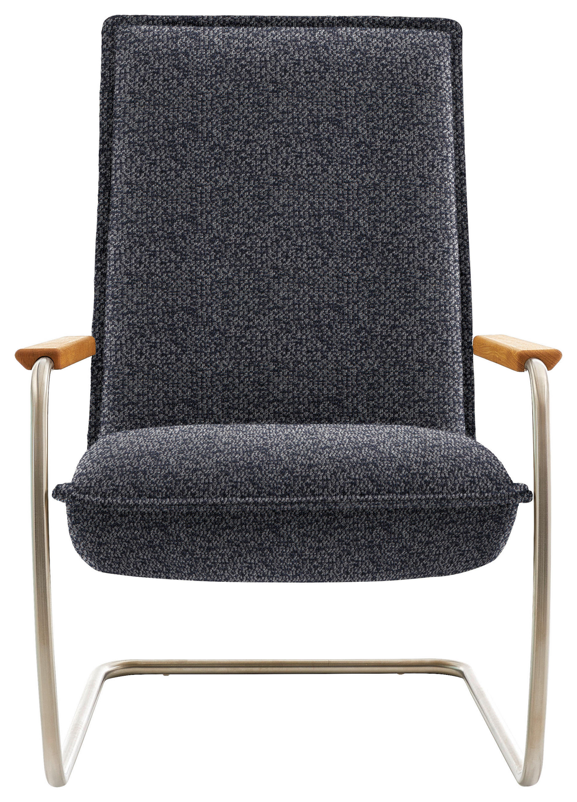 SESSEL in Flachgewebe Dunkelblau  - Edelstahlfarben/Eichefarben, Design, Holz/Textil (76/105/87cm) - Livetastic