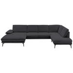 WOHNLANDSCHAFT Dunkelgrau Webstoff  - Dunkelgrau/Schwarz, Design, Textil/Metall (180/344/208cm) - Dieter Knoll