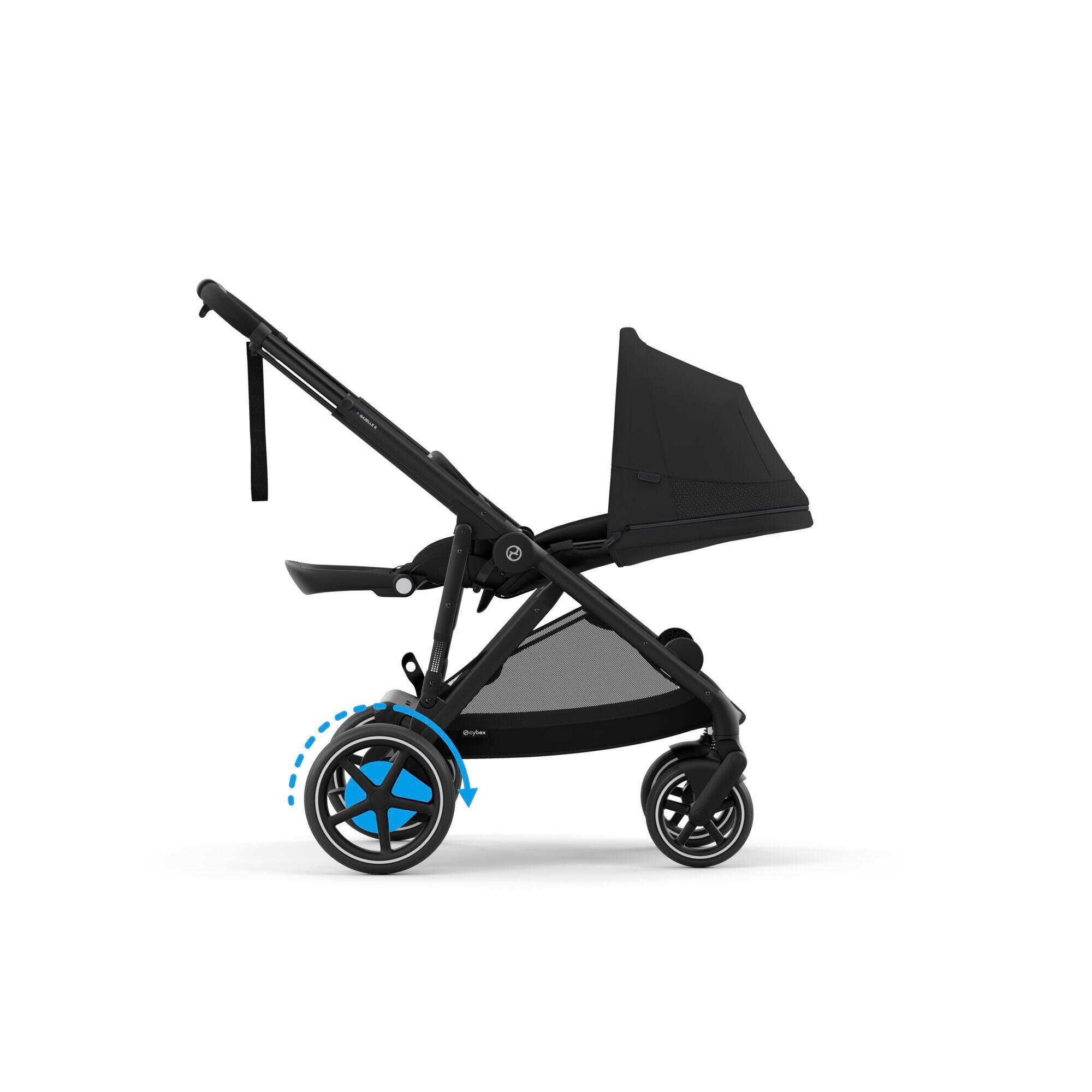 KINDERWAGEN  e-Gazelle S  Moon Black  - Schwarz, Design, Kunststoff/Textil (94.5/66/100cm) - cybex GOLD
