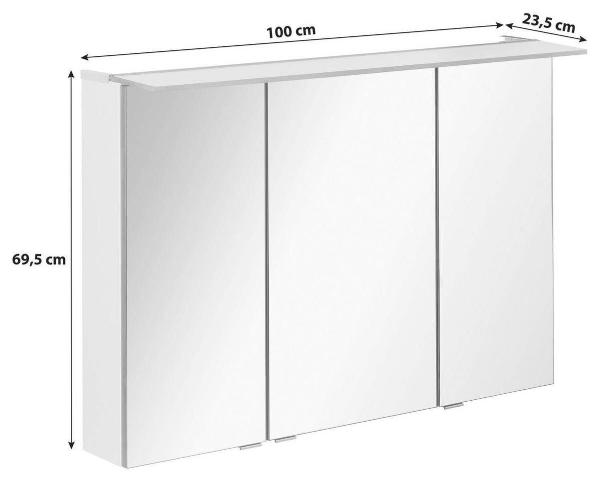 SPIEGELSCHRANK 100/69,5/23,5 cm  - Silberfarben/Weiß, MODERN, Glas/Holzwerkstoff (100/69,5/23,5cm) - MID.YOU