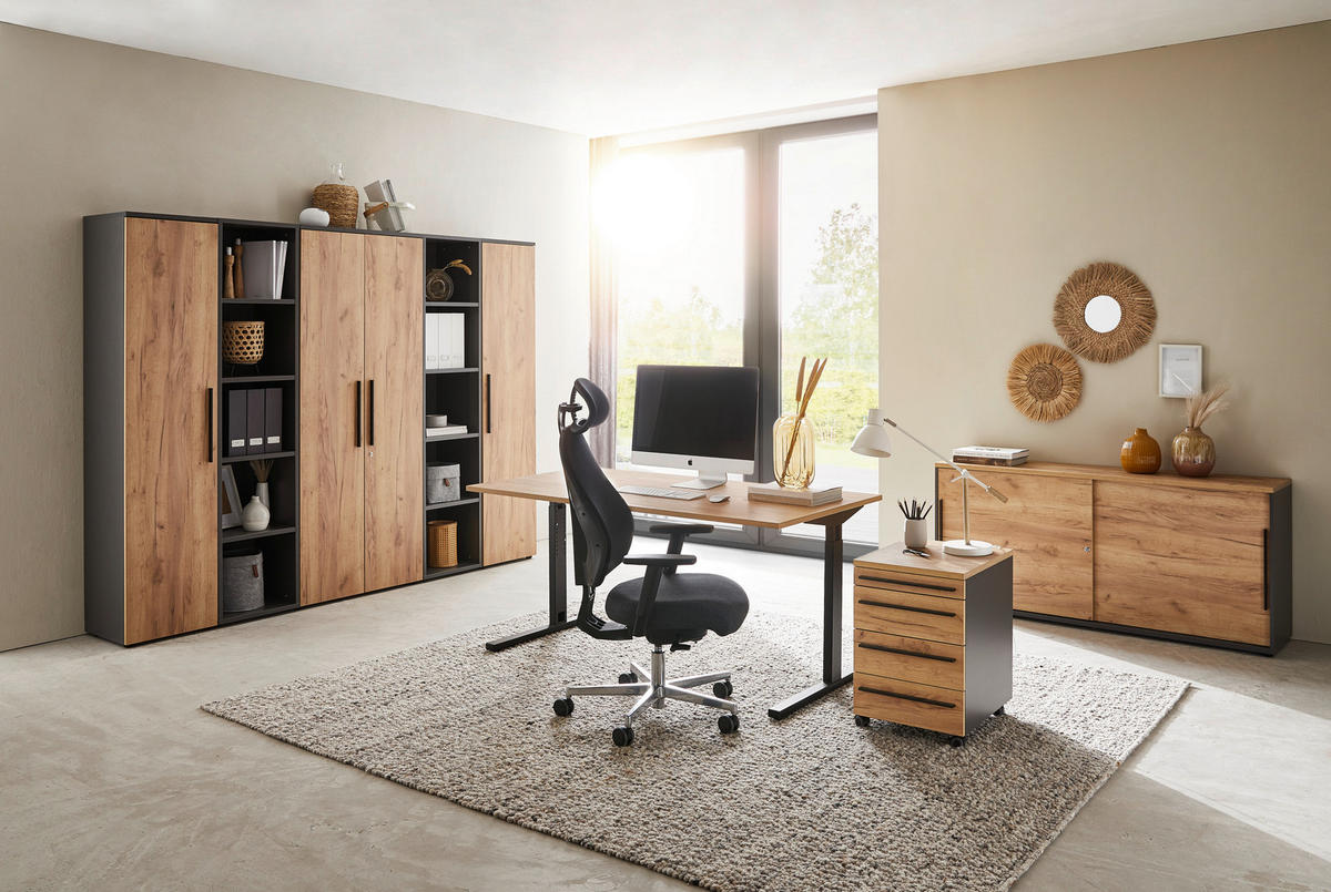 AKTENSCHRANK Graphitfarben, Eichefarben  - Eichefarben/Graphitfarben, MODERN, Holzwerkstoff (80/197/40cm) - Novel