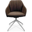ARMLEHNSTUHL  in Aluminium Flachgewebe  - Dunkelbraun/Alufarben, Design, Textil/Metall (58/81,5-84,5/60cm) - Johann Jakob