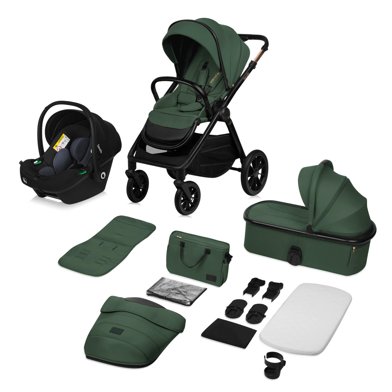 KINDERWAGENSET  LO-Layla 3in1  Green Forest  - Grün, Basics (94/62/115cm) - Lionelo