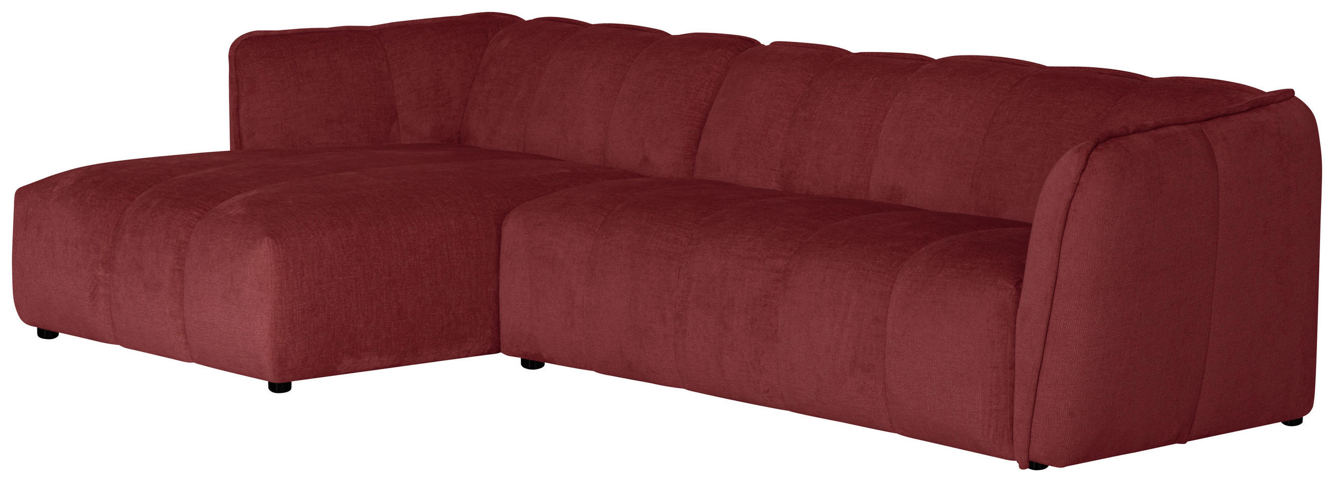 ECKSOFA LIVOLI in Chenille Bordeaux  246/160 cm  - Bordeaux/Schwarz, Design, Textil (246/160cm) - MID.YOU