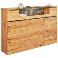 HIGHBOARD Eichefarben  180/119,3/39,5 cm  - Eichefarben/Schwarz, Natur, Glas/Holz (180/119,3/39,5cm) - Valnatura