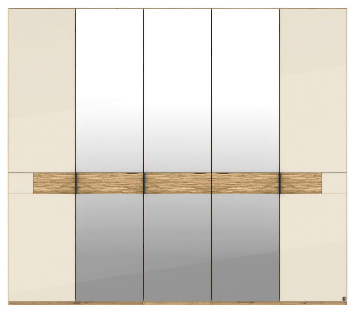 DREHTÜRENSCHRANK 250/216/58 cm,  in Eichefarben, Champagner, 5 Tür(en)  - Schieferfarben/Champagner, Design, Glas/Holz (250/216/58cm) - Musterring