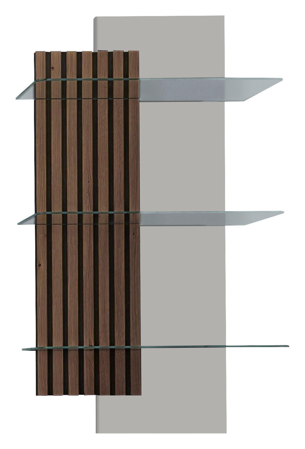 WANDREGAL  60/108/28 cm  - Greige/Nussbaumfarben, Design, Glas/Holz (60/108/28cm) - Moderano