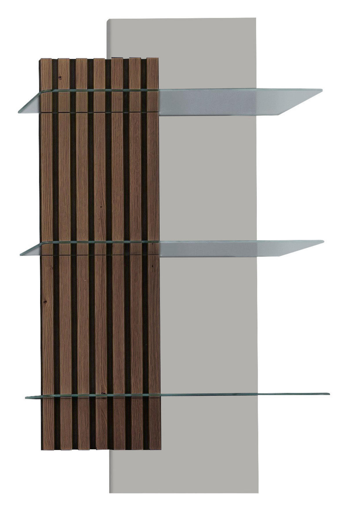 WANDREGAL  60/108/28 cm  - Greige/Nussbaumfarben, Design, Glas/Holz (60/108/28cm) - Moderano