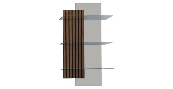 WANDREGAL 60/108/28 cm - Greige/Nussbaumfarben, Design, Glas/Holz (60/108/28cm) - Moderano
