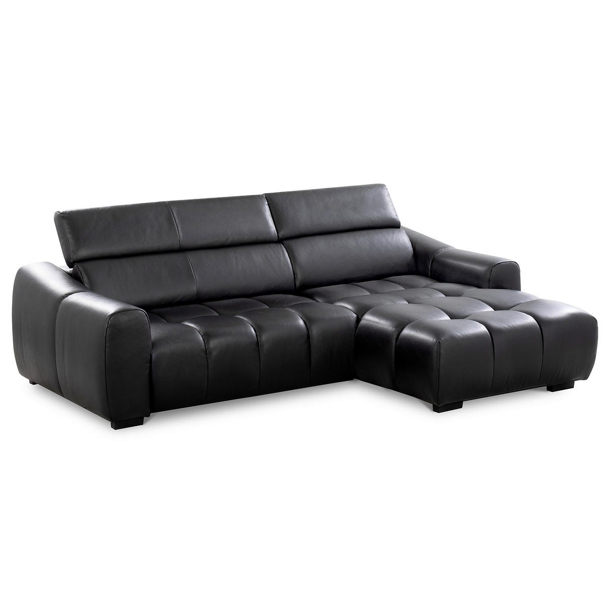 ECKSOFA  Echtleder Schwarz  - Schwarz, Design, Leder/Kunststoff (274/177cm) - Livetastic
