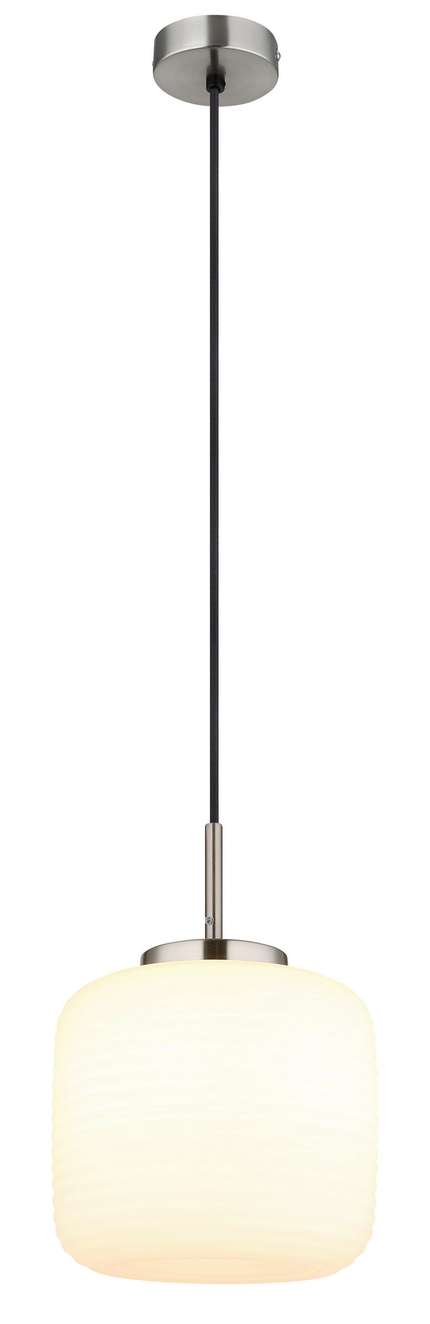HÄNGELEUCHTE 24/130 cm  - Schwarz/Weiß, KONVENTIONELL, Glas/Textil (24/130cm) - Globo