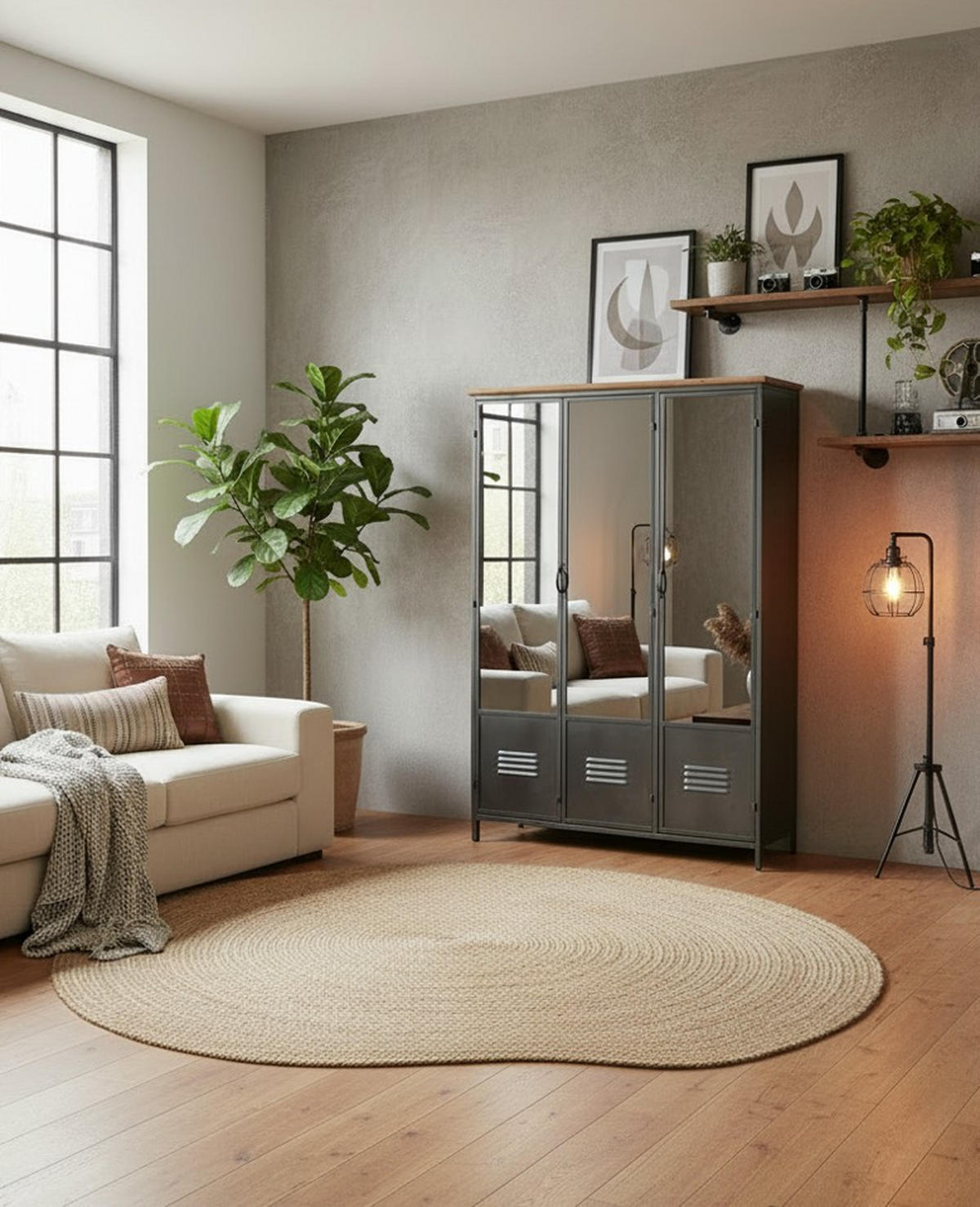 SPIEGELSCHRANK 121/175/41 cm  - Klar/Schwarz, Natur, Glas/Holz (121/175/41cm) - Livetastic