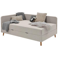 LIEGE Flachgewebe Taupe  - Taupe/Eichefarben, Design, Holz/Textil (90/200cm) - home24