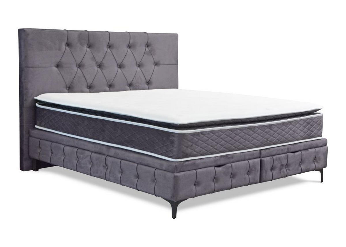 BOX KREVET 160/200 cm     siva  - siva/crna, Moderno, drvni materijal/drvo (160/200cm) - Hom`in