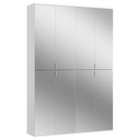 DREHTÜRENSCHRANK 122/193/34 cm,  in Weiß, 8-türig  - Chromfarben/Weiß, MODERN, Glas/Holzwerkstoff (122/193/34cm) - MID.YOU