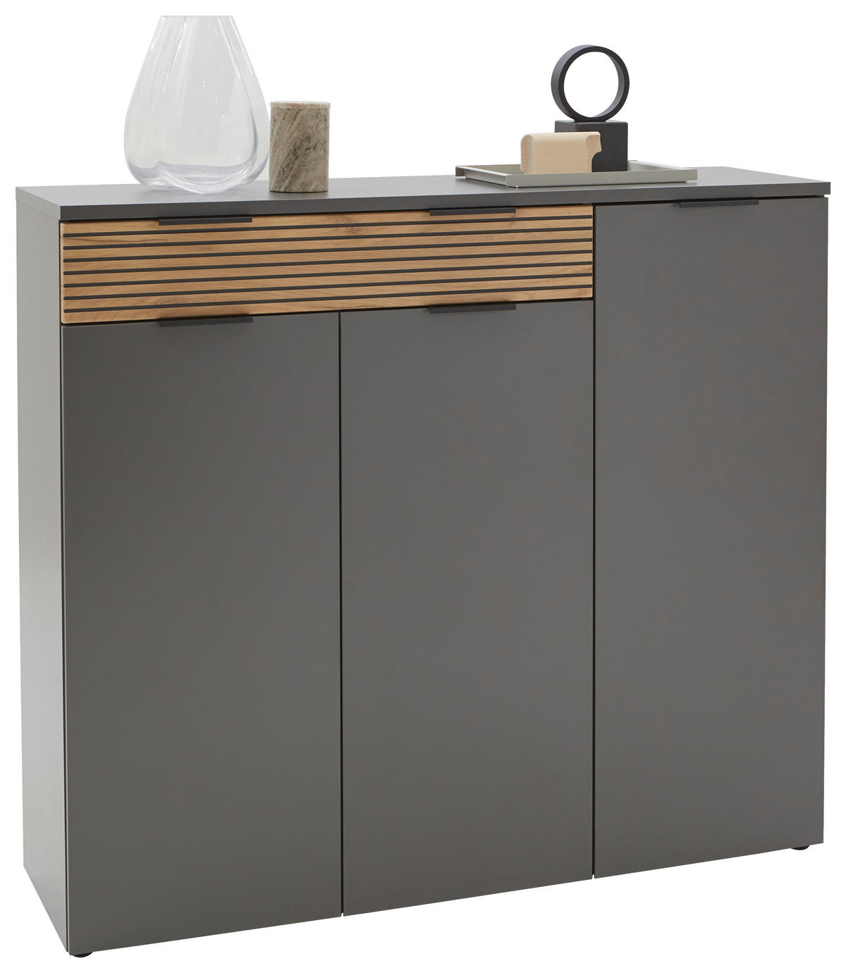 SCHUHSCHRANK Graphitfarben, Eichefarben  - Eichefarben/Schwarz, Design, Holzwerkstoff/Kunststoff (135/120/40cm) - Voleo
