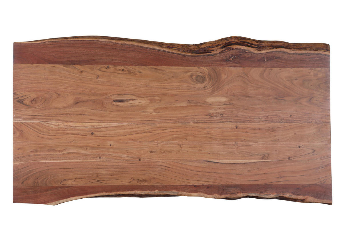 ESSTISCH Akazie massiv rechteckig Naturfarben, Schwarz  - Anthrazit/Schwarz, Natur, Holz/Metall (200/100/76cm) - Lomoco