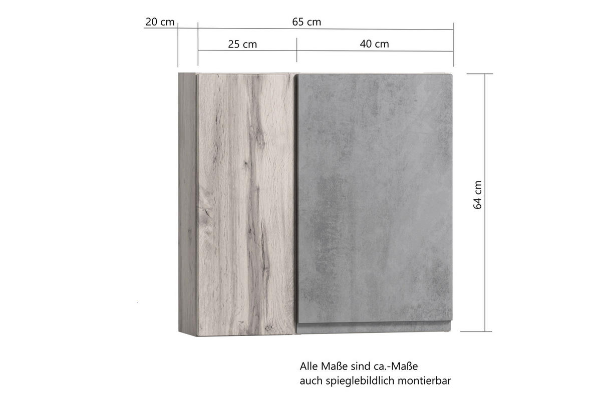 HÄNGESCHRANK 65/64/20 cm  - Eiche Wotan/Weiß, MODERN, Holzwerkstoff (65/64/20cm) - Held