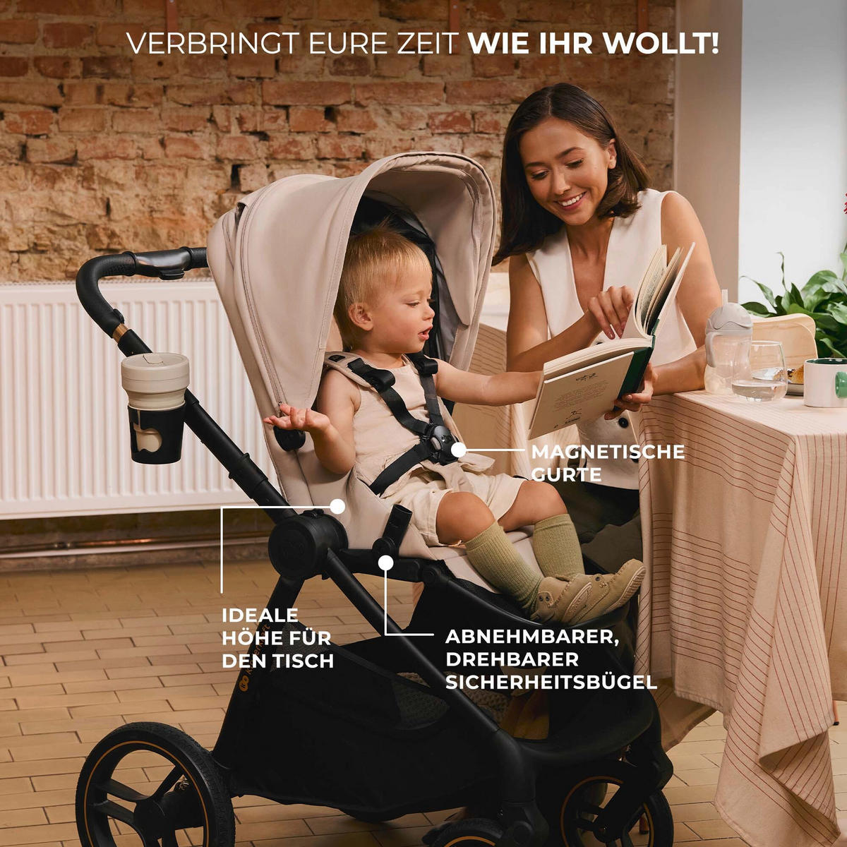KINDERWAGENSET Nea 2  - Schwarz Hochglanz/Schwarz, Basics, Kunststoff/Textil (81/60/112cm) - Kinderkraft