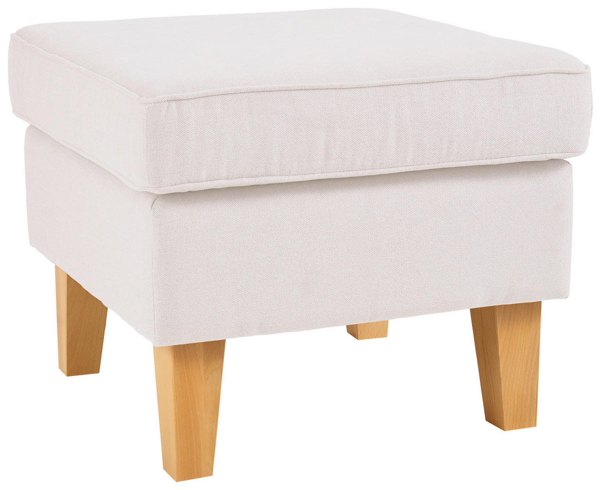 HOCKER Textil Weiss  - Weiss/Eichefarben, Design, Holz/Textil (55/44/55cm) - MID.YOU