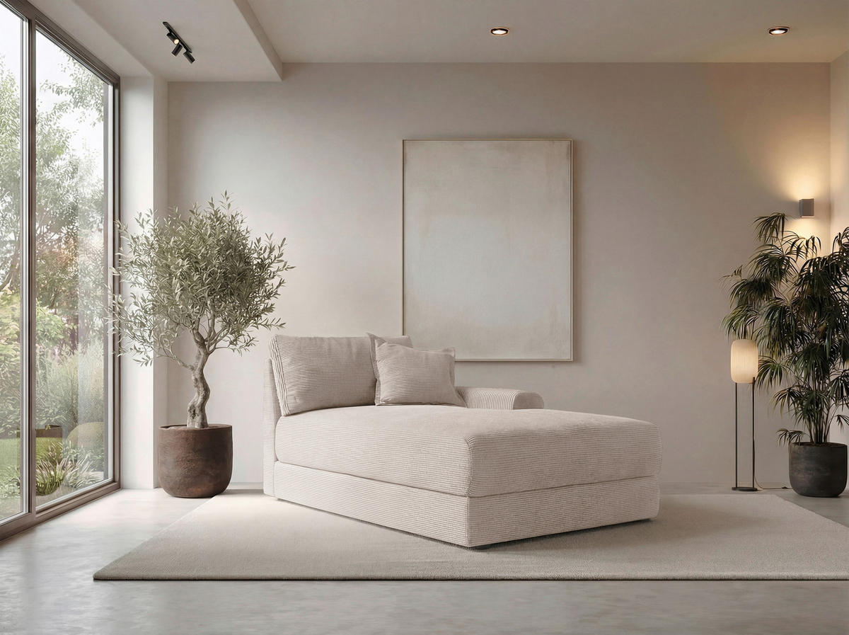 BIGSOFA Cord Beige  - Beige/Schwarz, MODERN, Kunststoff/Textil (117/93/190cm) - Carryhome