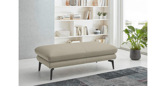 2,5-SITZER  in Echtleder Ecru   - Ecru/Schwarz, Design, Leder/Metall (196/86/104cm) - Dieter Knoll