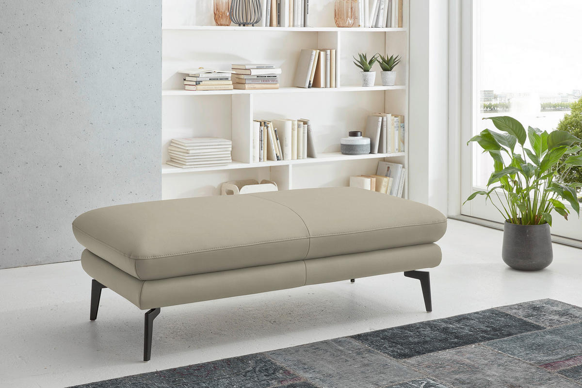 2,5-SITZER in Echtleder Ecru  - Ecru/Schwarz, Design, Leder/Metall (196/86/104cm) - Dieter Knoll