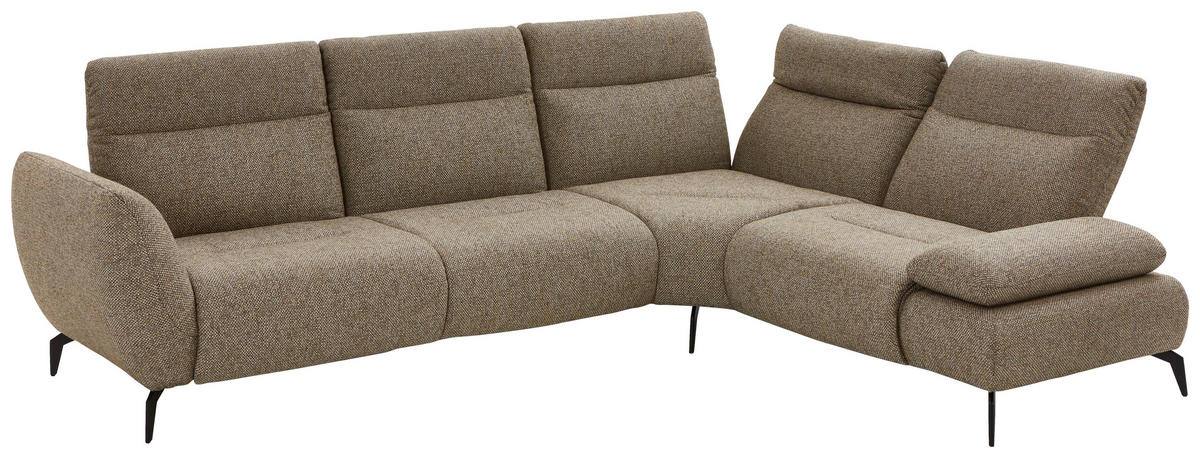 ECKSOFA in Webstoff Creme, Graubraun  - Graubraun/Creme, Design, Textil/Metall (290/223cm) - Moderano