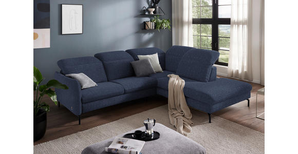 ECKSOFA in Flachgewebe Dunkelblau  - Schwarz/Dunkelblau, Design, Textil/Metall (299/233cm) - Dieter Knoll