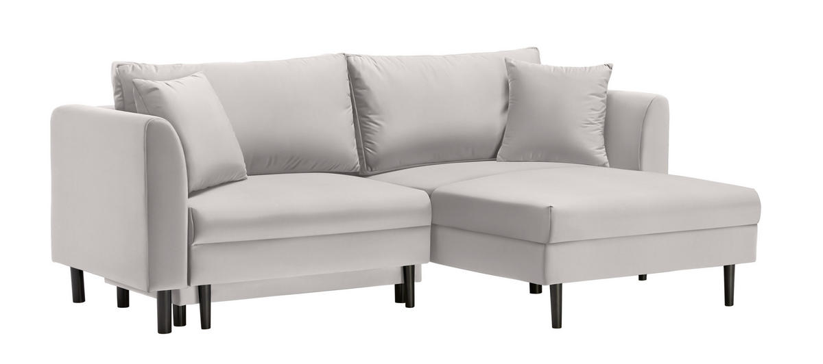 ECKSOFA in Velours Creme  235/165 cm  - Creme/Schwarz, Design, Holz/Textil (235/165cm) - Ti'me