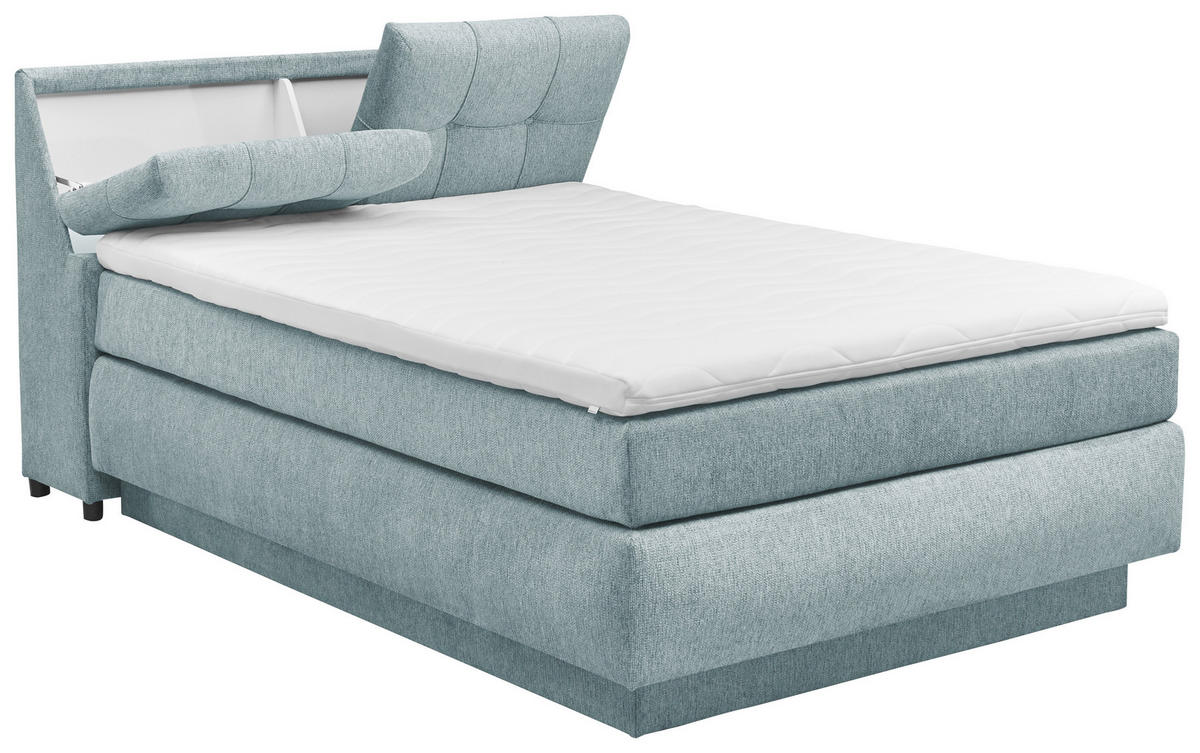 BOXSPRINGBETT 140/200 cm  in Hellblau  - Schwarz/Hellblau, KONVENTIONELL, Kunststoff/Textil (140/200cm) - SetOne by Musterring