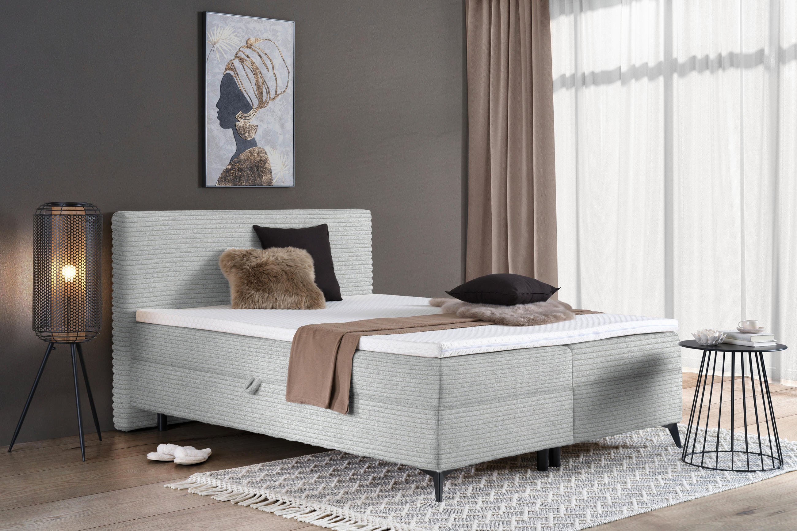 BOXBETT 180/200 cm  in Silberfarben  - Silberfarben/Schwarz, Design, Holz/Holzwerkstoff (180/200cm) - Xora