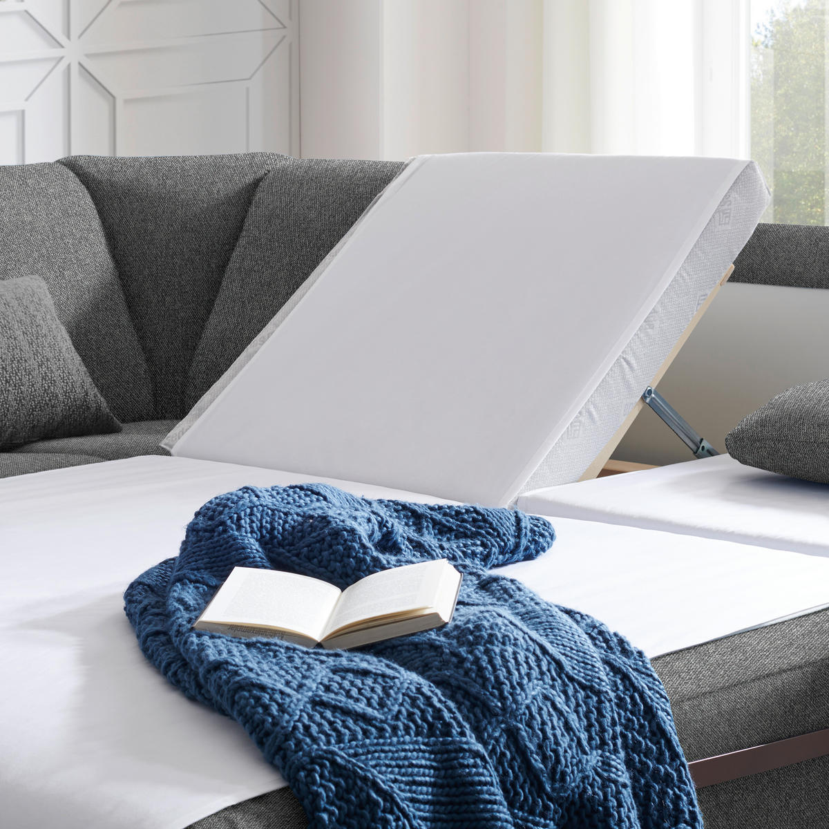 WOHNLANDSCHAFT in Chenille Grau  - Alufarben/Grau, KONVENTIONELL, Kunststoff/Textil (158/322/236cm) - Sedda