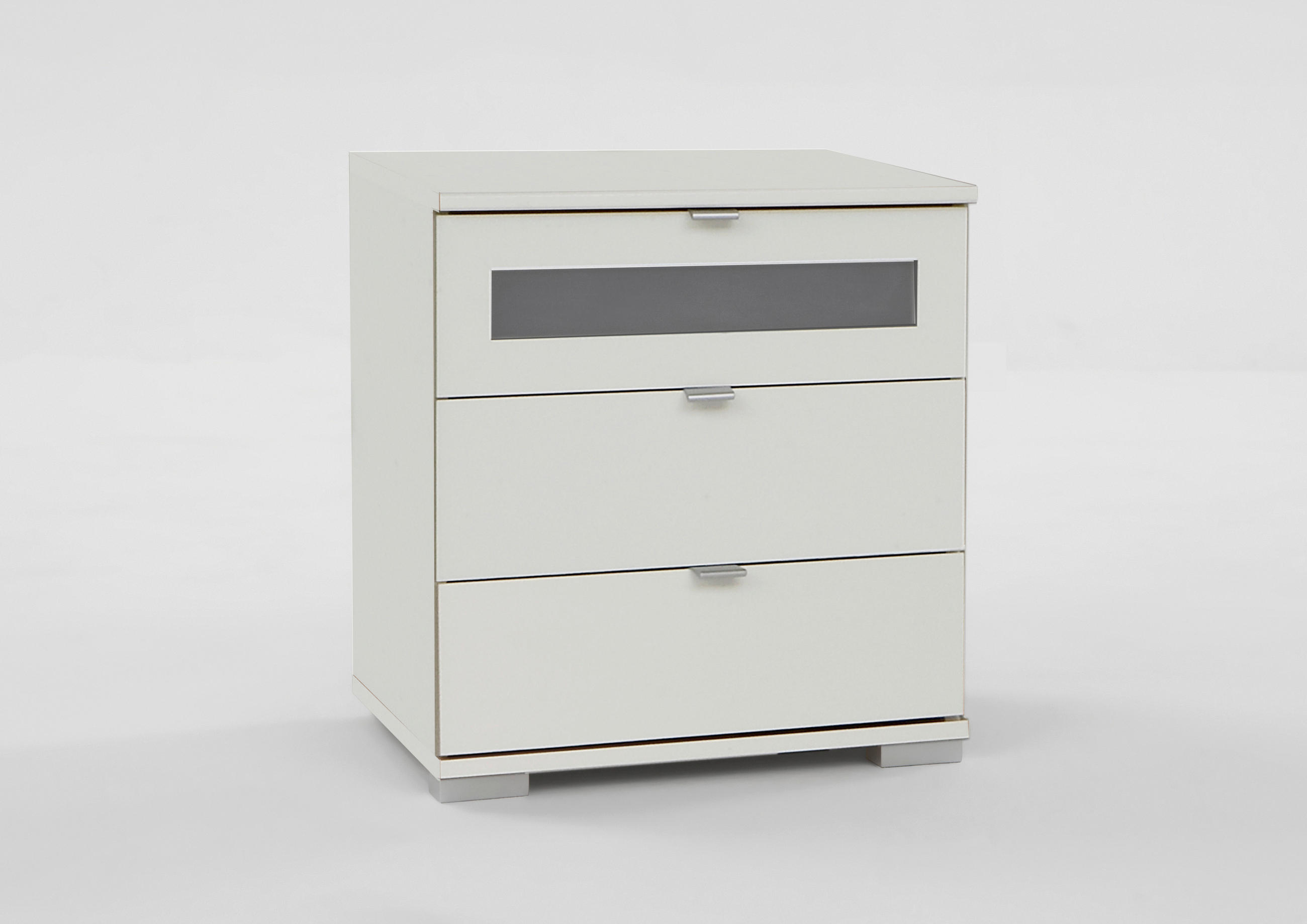 Noptieră, 52/58/38 cm, alb - argintiu/alb, Basics, plastic/metal (52/58/38cm)