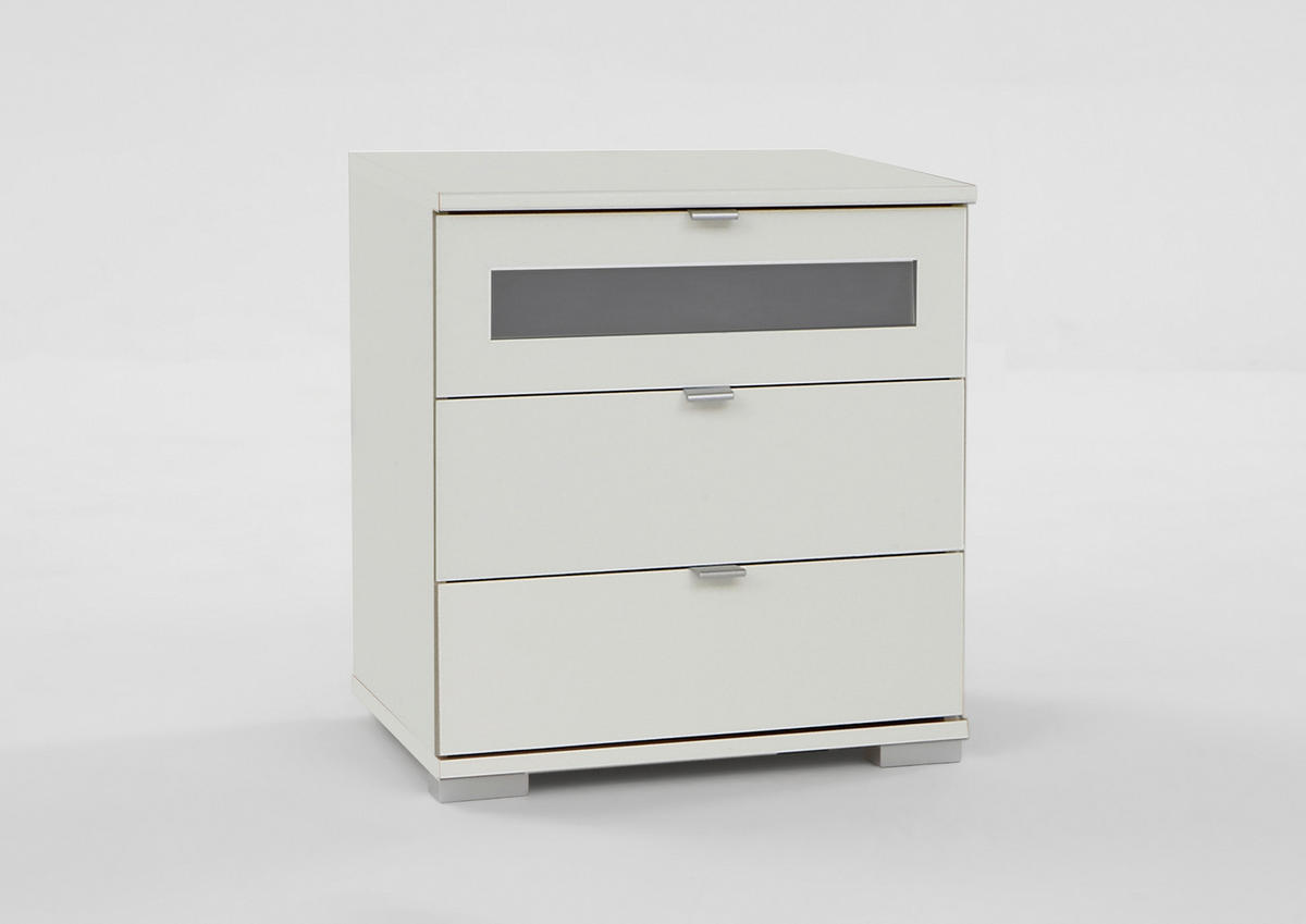 Noptieră, 52/58/38 cm, alb - argintiu/alb, Basics, plastic/metal (52/58/38cm)