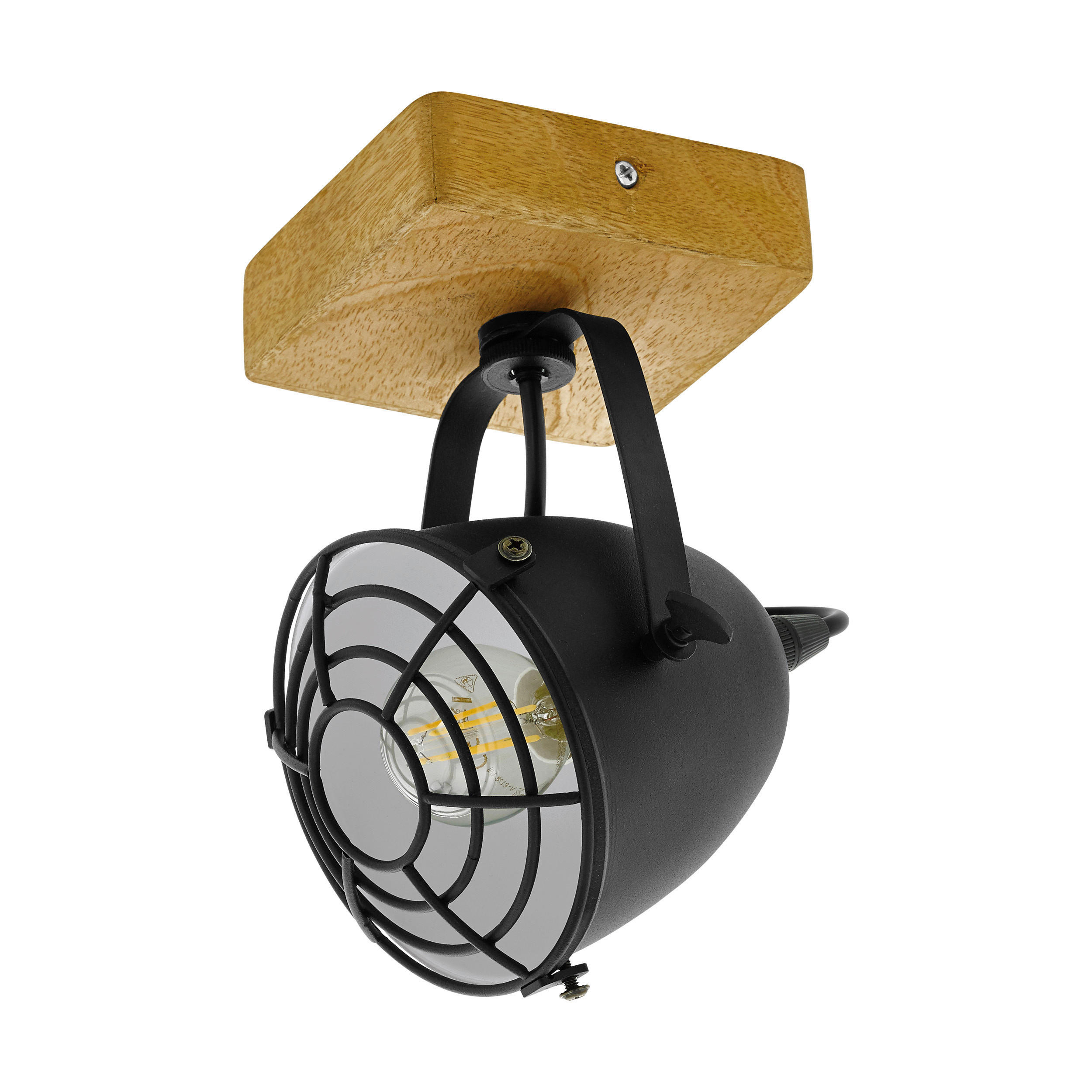 VÄGGLAMPA 11/11/20,5 cm   - svart/naturfärgad, Natur, metall/trä (11/11/20,5cm) - Eglo