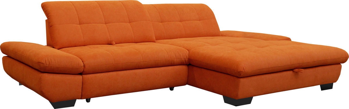 ECKSOFA in Mikrofaser Orange  - Schwarz/Orange, Design, Textil/Metall (290/198cm) - Xora