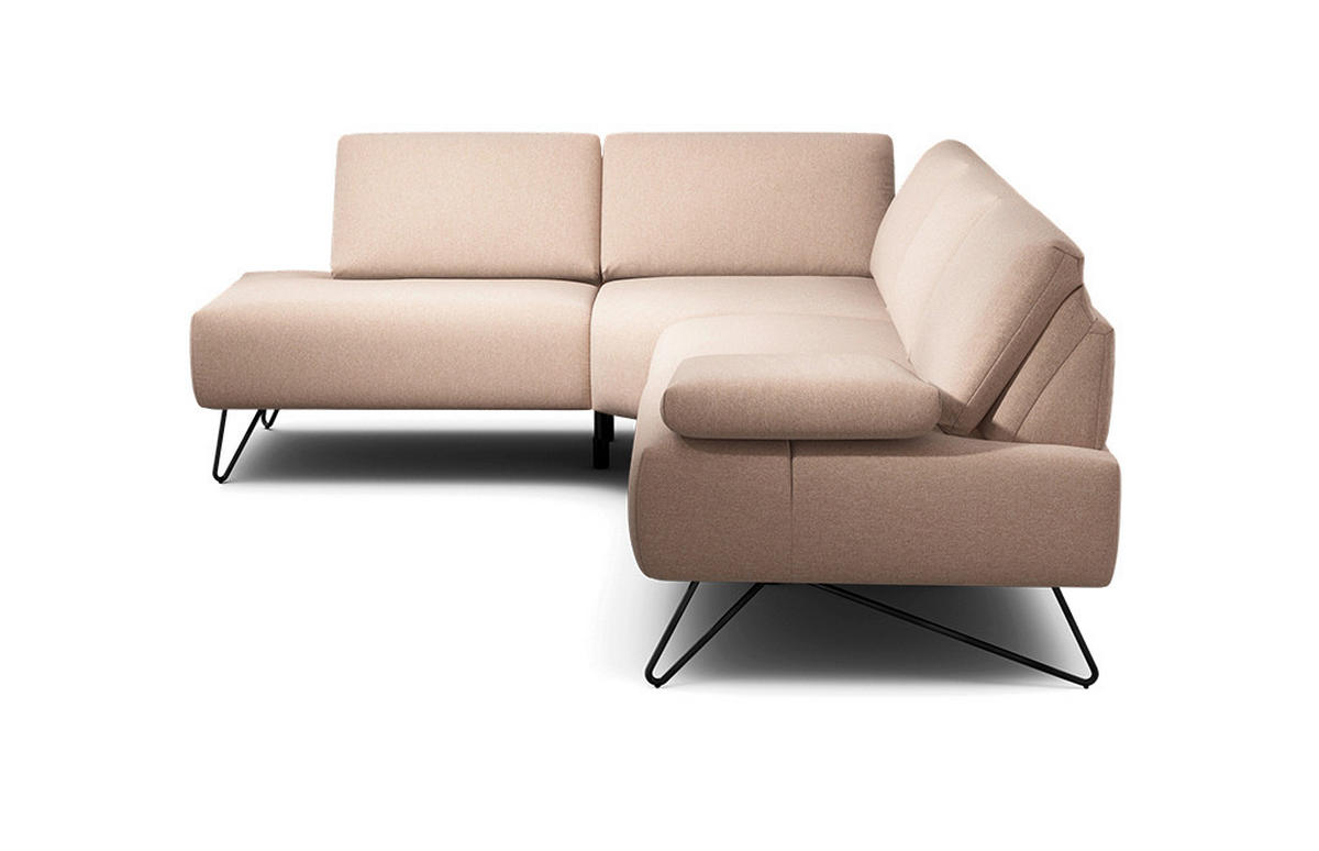 ECKSOFA in Chenille Rosa  193/248-263 cm  - Schwarz/Rosa, Design, Textil/Metall (193/248-263cm) - SENSOO