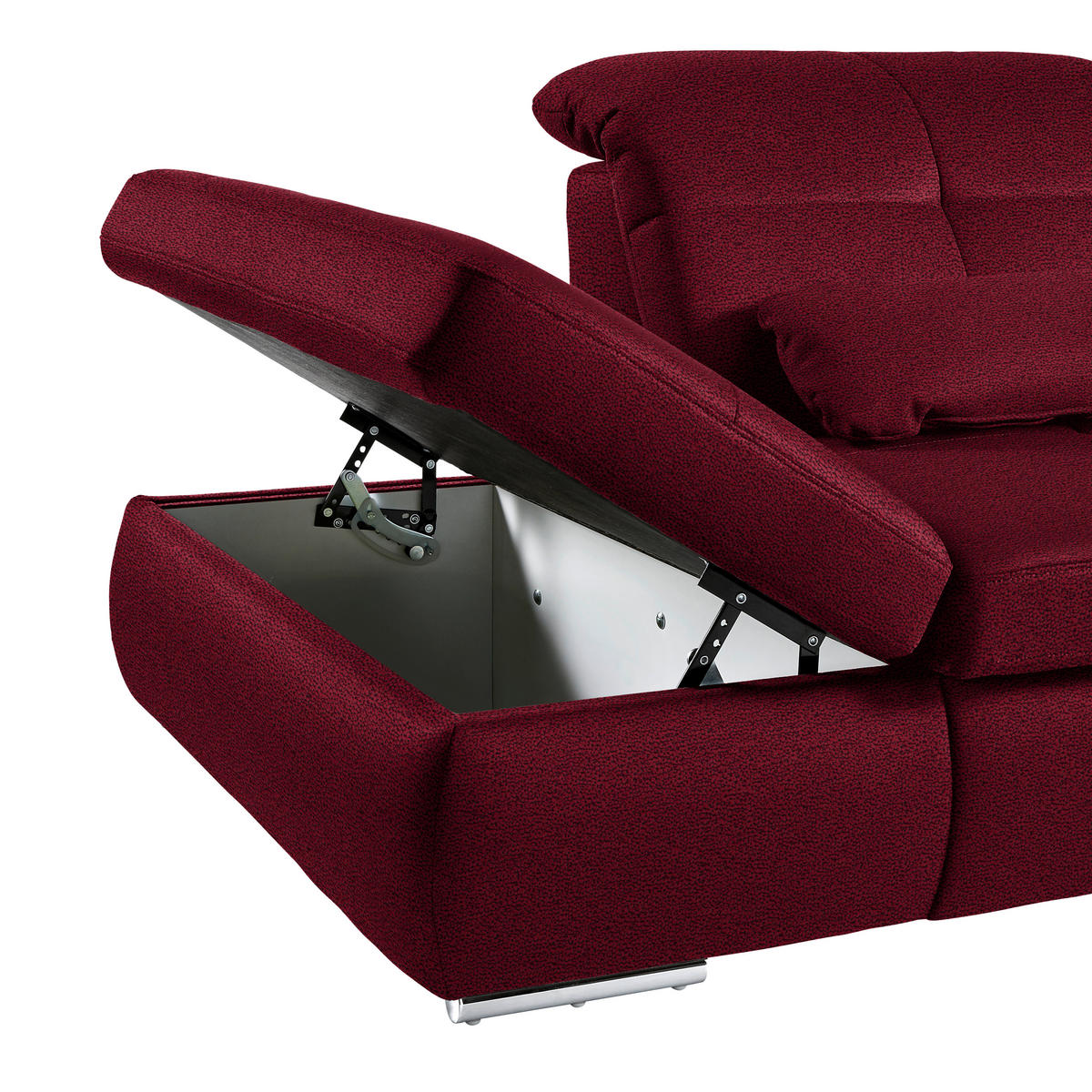 WOHNLANDSCHAFT  in Mikrofaser Weinrot  - Chromfarben/Weinrot, Design, Holzwerkstoff/Textil (260/371/195cm) - Beldomo Style