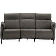 TRAPEZSOFA  in Echtleder Dunkelgrau  - Dunkelgrau/Schwarz, KONVENTIONELL, Leder/Metall (221/103/95cm) - Dieter Knoll