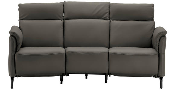 TRAPEZSOFA  in Echtleder Dunkelgrau  - Dunkelgrau/Schwarz, KONVENTIONELL, Leder/Metall (221/103/95cm) - Dieter Knoll